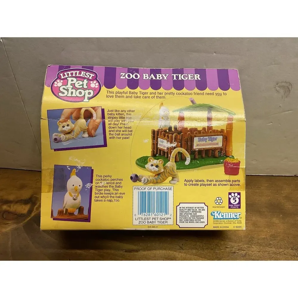 Vintage 1993 Kenner Littlest Pet Shop Zoo Baby Tiger Cockatoo LPS Set NIB